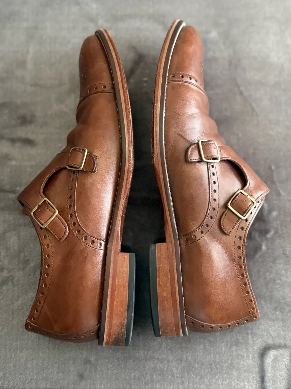 Johnston & Murphy Double Buckle Monk Strap Mens Brown Oxfords Casual Shoes 8.5M